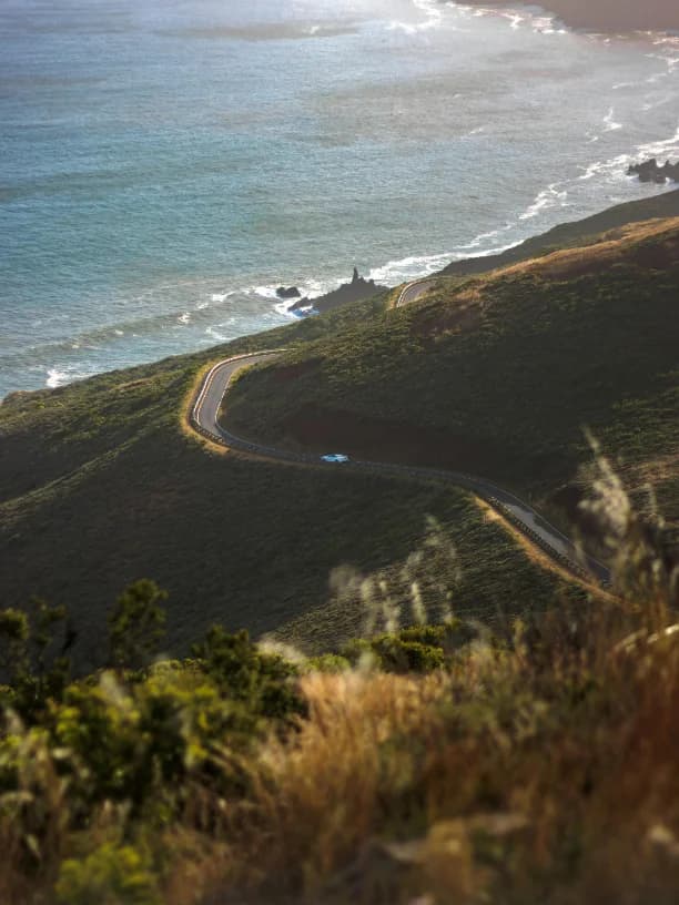 Pacific Coast Highway winding along the California coast